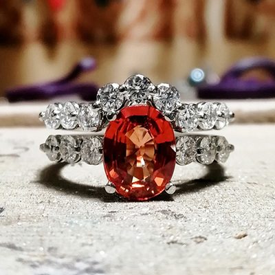 A bespoke engagement ring and a fitted wedding ring handmade by Blair and Sheridan